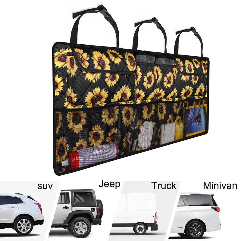 Femuar Car Trunk Organizer Large Capacity Backseat Organizer(42 in*18 in) Collapsible Storage Bag with 8 Pocekt Car Organizer for SUV/MPV/Truck - Sunflower TLAG-0114 - Image 5
